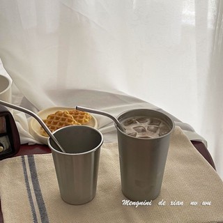 簡約不鏽鋼杯咖啡杯質感耐熱冷飲杯奶茶店牛奶咖啡隨手杯