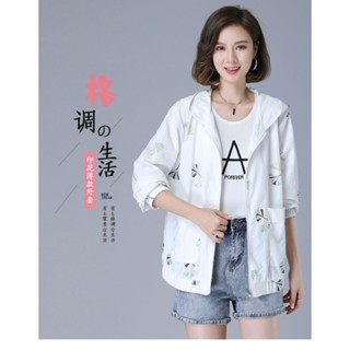 防曬衣女長袖輕薄外套2025夏季新款中年媽媽裝大碼寬松連帽防曬服 夏天薄外套 韓版防曬外套 大尺碼防曬衣
