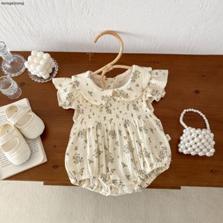 【MXY】嬰兒碎花包屁衣0-2歲夏季韓國童裝女寶寶超萌娃娃領連身衣潮AL438