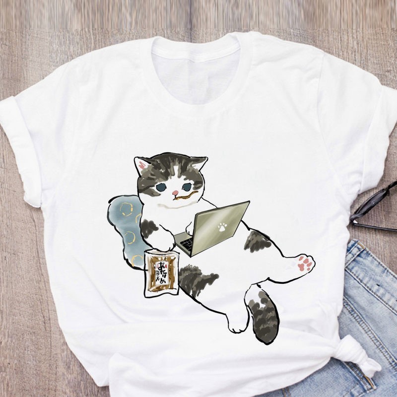 foao888現貨Sushi cat T-shirt可愛卡通壽司貓日本漫畫貓網紅短袖T恤女上衣