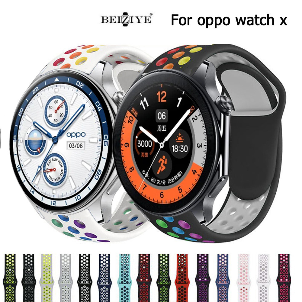 快拆生耳 智慧運動手錶 反扣式 雙色運動風錶帶適用於 oppo watch x手錶帶