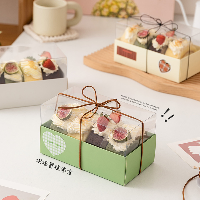 【現貨】【馬卡龍包裝盒】蛋糕捲包裝盒 韓系 常溫 馬卡龍毛巾卷瑞士捲西點透明盒甜品打包盒子