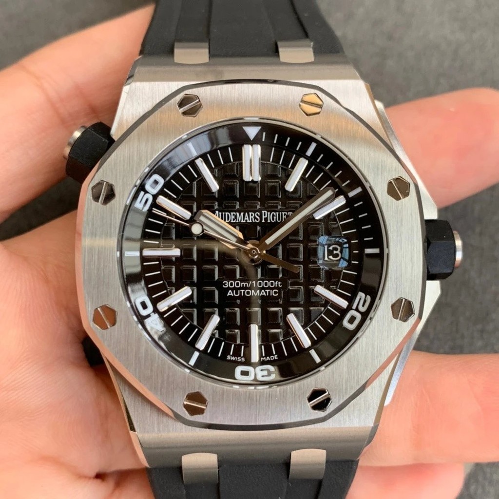 ap手錶離岸型15703ST精鋼密底自動機械Dive膠帶腕錶42毫米