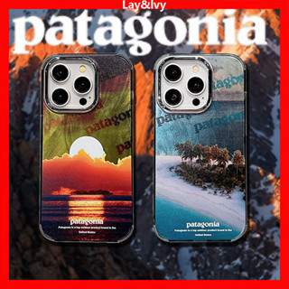 街頭潮牌 Patagonia 雪山 電鍍鏡頭框 羽毛紋 手機殼 適用於IPhone 15ProMax 14 14Pro