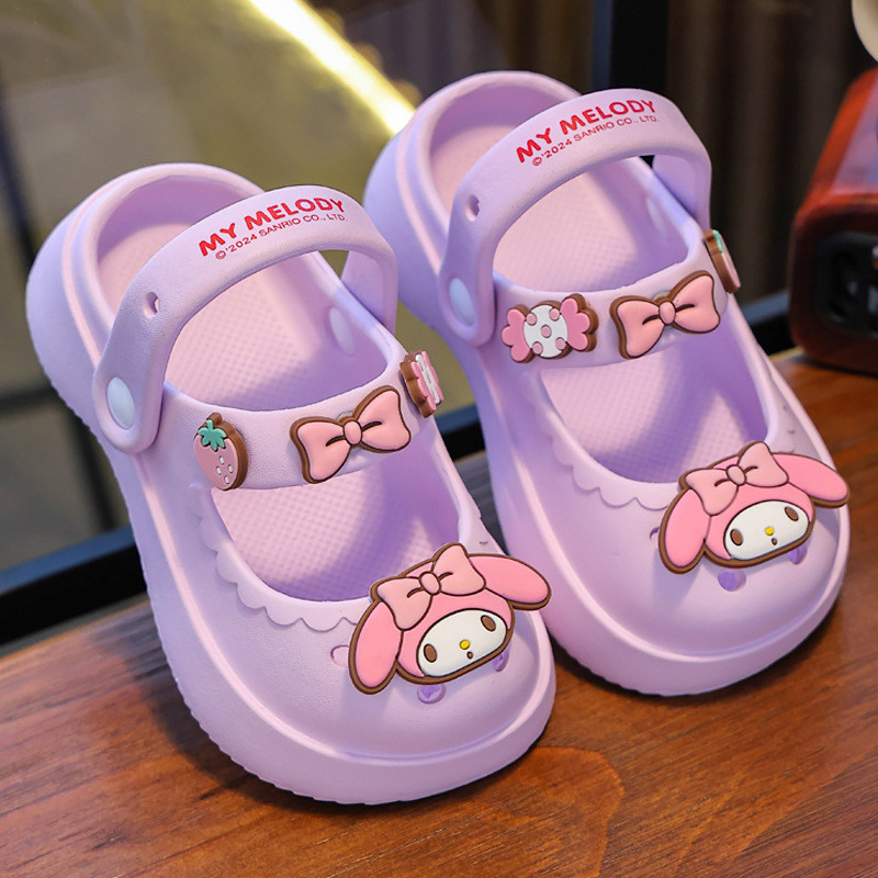 兒童拖鞋夏季可愛hello Kitty Kuromi女孩公主瑪麗珍鞋時尚防滑兒童休閒家居拖鞋