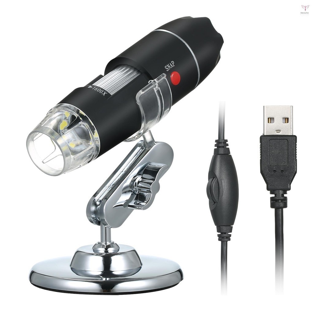 Usb 數碼顯微鏡 1600X 放大相機 8 個 LED 帶支架便攜式手持檢查放大鏡