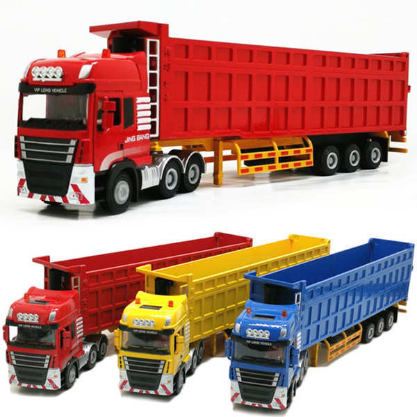 合金大卡車模型半掛式重型運輸車重卡自卸翻鬥貨車工程車兒童玩具