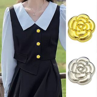 BFXDG 10件/套高品質漂亮玫瑰花金屬鈕扣時尚女裝小外套洋裝襯衫西裝外套服裝裝飾鈕扣