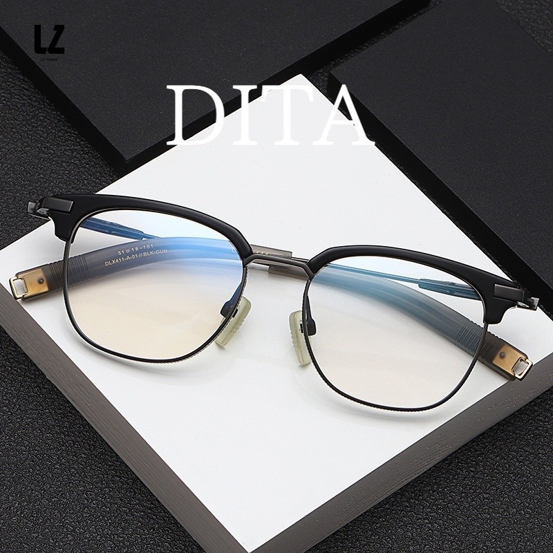 【LZ鈦眼鏡】Dita闆材眼鏡框 純鈦眼鏡框 眉毛眼鏡架男411衕款寬邊大框可配近視復古眼鏡