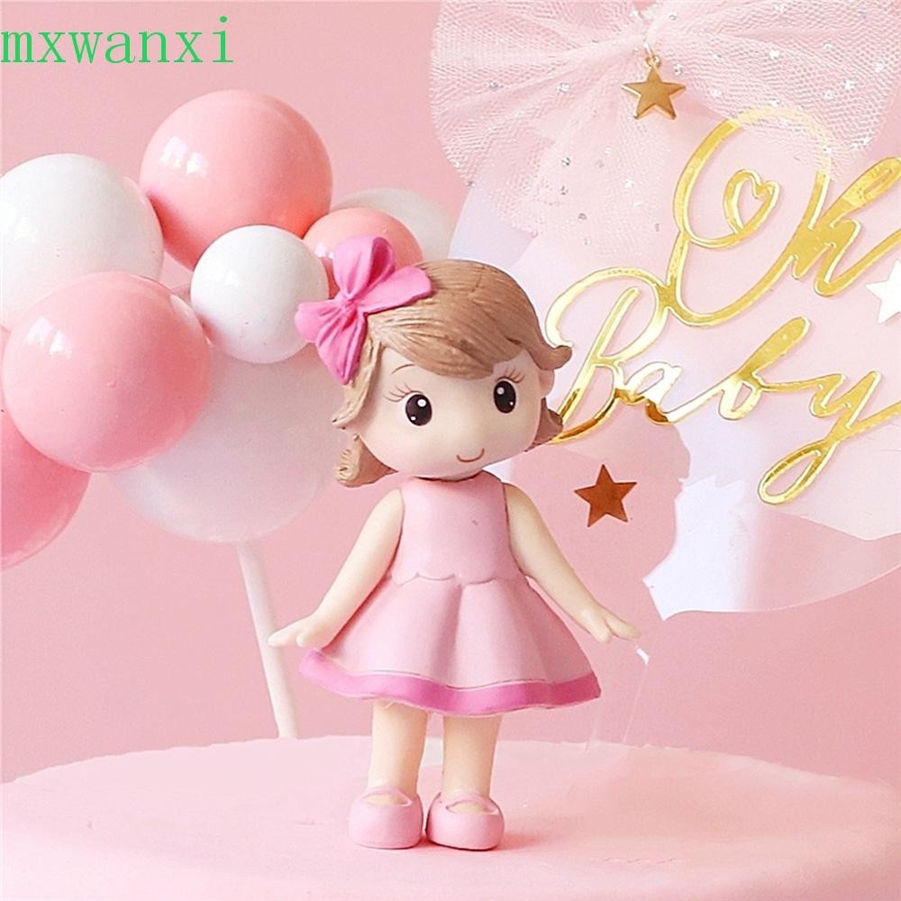 MXWANXI蛋糕蓋粉紅色愛裝飾品生日派對用品嬰兒淋浴兒童禮物小雕像