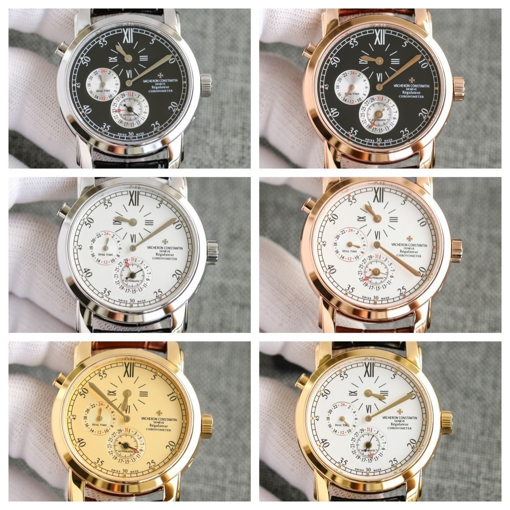 5A等級訂製版瑞士自動機械手錶奢華兩地時腕錶VC Watch馬耳他系列42005日曆雙時區18K白金錶盤39mm男子機械