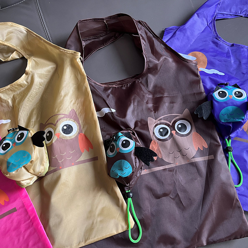 【客製化】【摺疊收納袋】卡通貓頭鷹大號超市購物袋 環保袋手提袋 便攜摺疊收納袋 訂製禮品袋