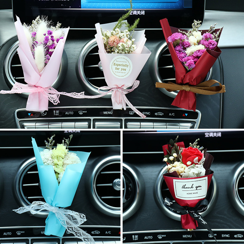 蕊傑汽車香水出風口香薰汽車空調夾子個性創意車用漂亮乾燥花裝飾品BMW BENZ AUDI Toyota honda pr