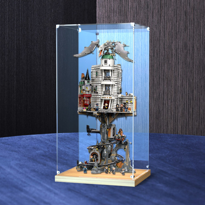 亞克力展示盒適用樂高76417古靈閣哈利波特巫師銀行木製底防塵罩