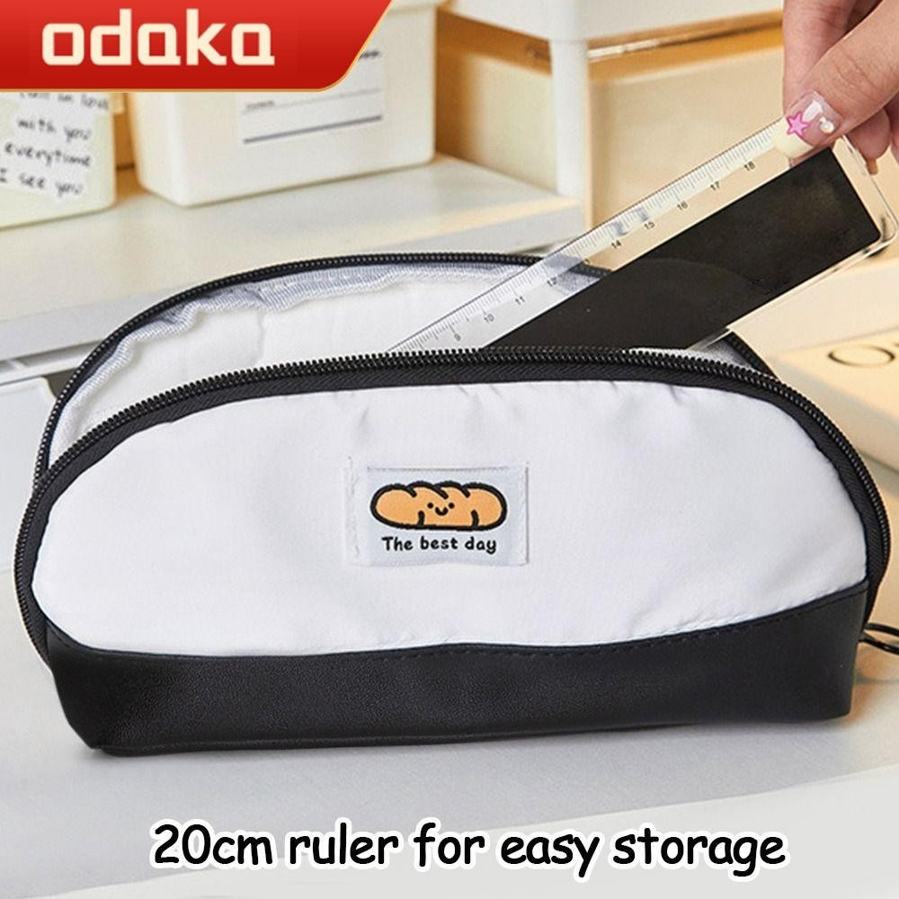 ODAKA筆袋,帆布大容量鉛筆盒,可愛多隔間對比色辦公學校用品文具收納袋學生禮物