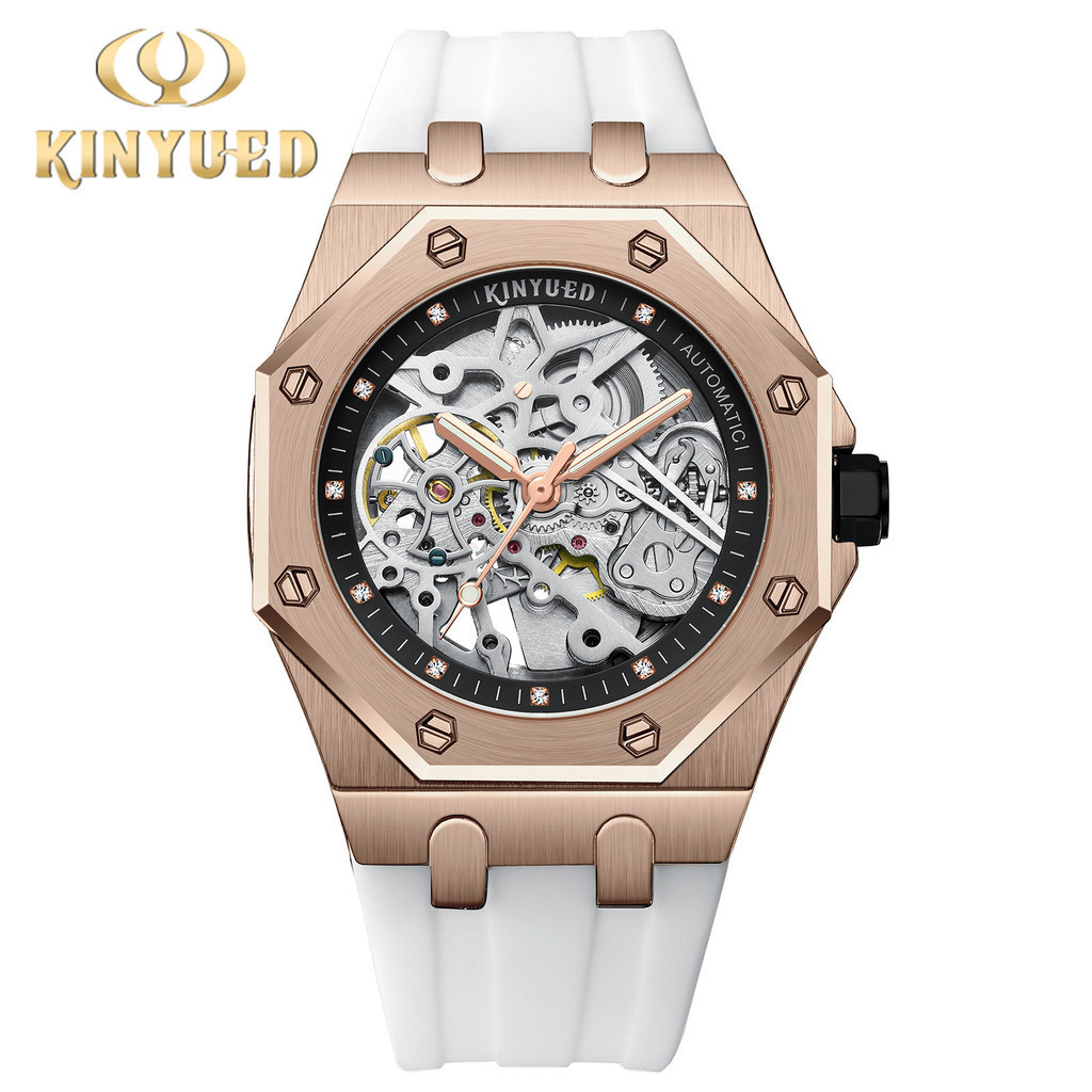 KINYUED 新款時尚男士手錶  爆款帶夜光多功能鏤空全自動男士機械手錶J091