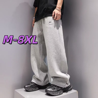 🔥48H出貨 M-8XL 韓系簡約大尺碼束口褲男 寬鬆直筒褲 縮口休閒褲 鬆緊腰抽繩綁帶 男生夏季運動長褲 加肥加大