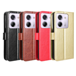 適用小米Poco M7 Pro 5G手機殼xiaomi Poco X7瘋馬紋皮套翻蓋插卡