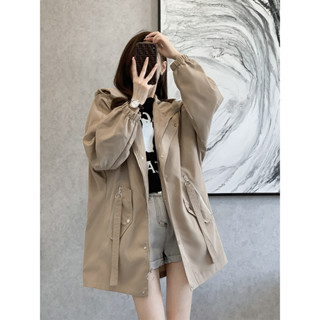 【Season Wardrobe】時尚中長款風衣外套女顯瘦英倫風大碼胖MM收腰夾克春秋天顯高棉服