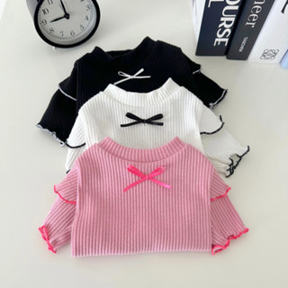 OOPET ♡ 現貨｜韓國 蝴蝶結荷葉袖螺紋上衣 S-2XL｜韓國品牌 韓國寵物服飾 寵物衣服 狗狗衣服
