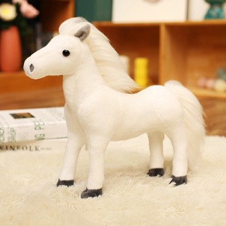 [新品] [萌係風格]模擬馬毛絨玩具公仔小馬玩偶娃娃大白馬抱枕兒童寶寶認知模型禮物