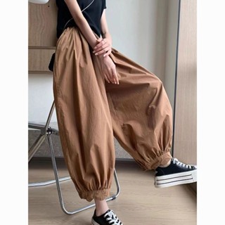 ARM* 冰絲哈倫褲 女夏季薄款新款九分燈籠蘿蔔褲寬鬆休閒工裝運動褲