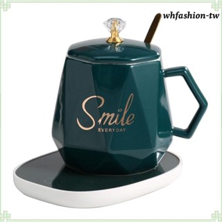 [WhfashionTW] 咖啡舒適和馬克杯套裝,茶舒適和馬克杯加熱墊帶蓋和勺子,電動飲料加熱器,情人節禮物