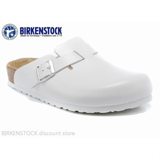 Birkenstock Boston 男/女經典軟木白色皮革拖鞋涼鞋 34-46。