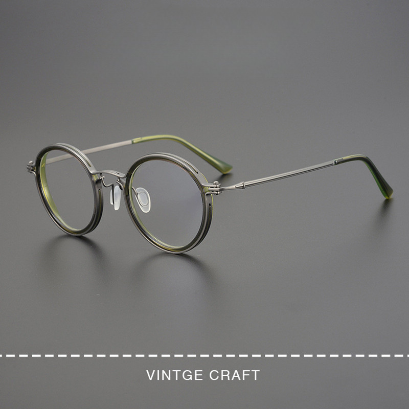 明星同款TAVAT義大利復古圓框厚邊蒸汽朋克純鈦眼鏡架
