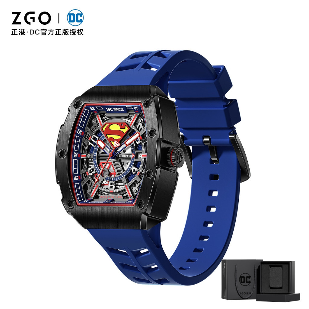 ZGO x DC 超人 全自動 鏤空 機械手錶 新款 男士 限量款 酒桶形 男錶135
