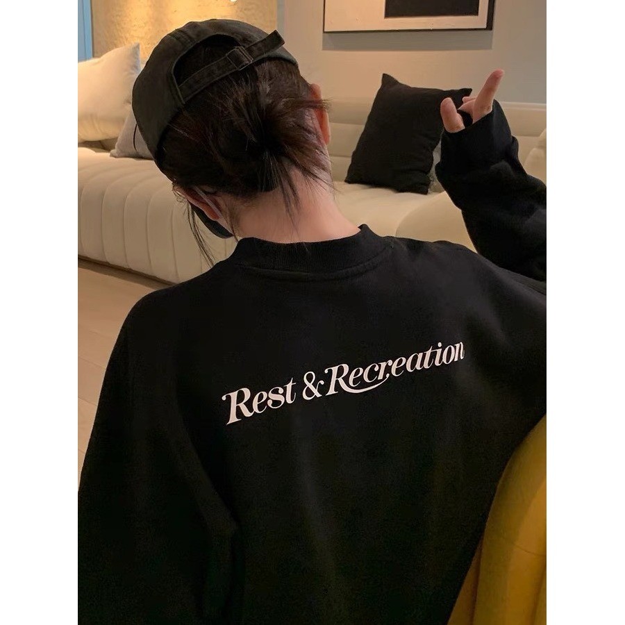 Rest&amp;Recreation 大學T男女同款潮牌寬鬆顯瘦圓領套頭上衣