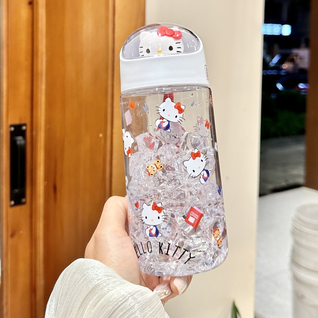 hello Kitty水杯500ml 可愛兒童杯子 高顏值學生水壺 太空杯 超萌卡通塑膠杯 網紅夏天耐高溫直飲杯