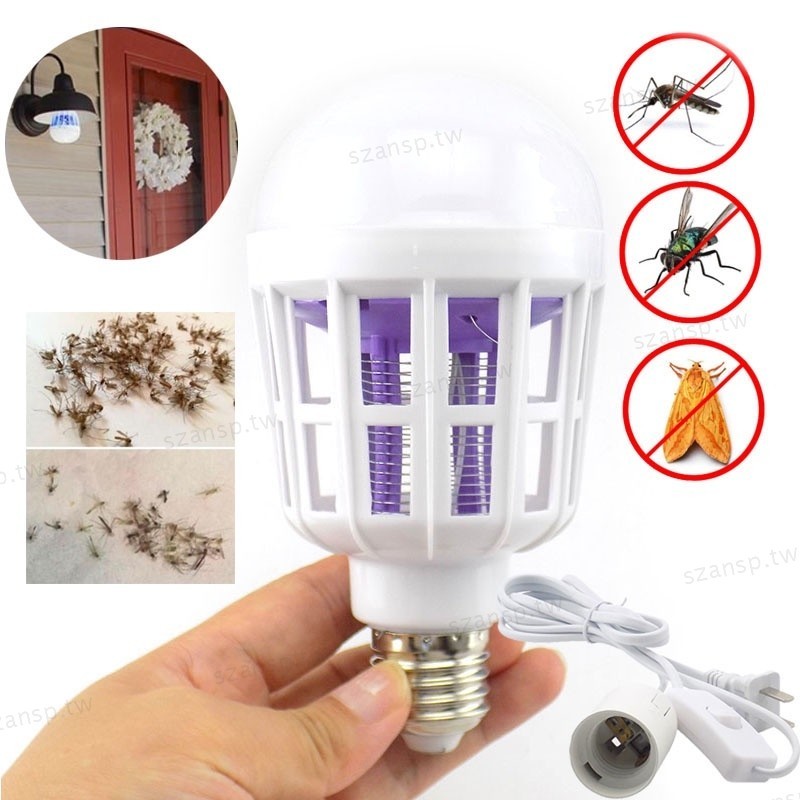 220v 小夜燈滅蚊燈 LED 燈泡 E27 殺蠅蟲 9W 2 種模式昆蟲防蚊器