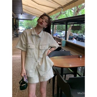 S-XXL ❥ 韓國風格 女裝 套裝 襯衫+ 短褲兩件套 夏天套裝 TD0Z