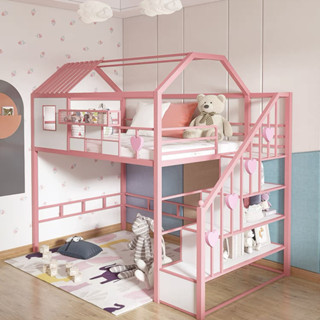 一點家具✨支援分期 兒童鐵架床 省空間複式床 上床下桌 多功能高架床 loft閣樓 公寓床 四個儲物櫃 組合收納櫃
