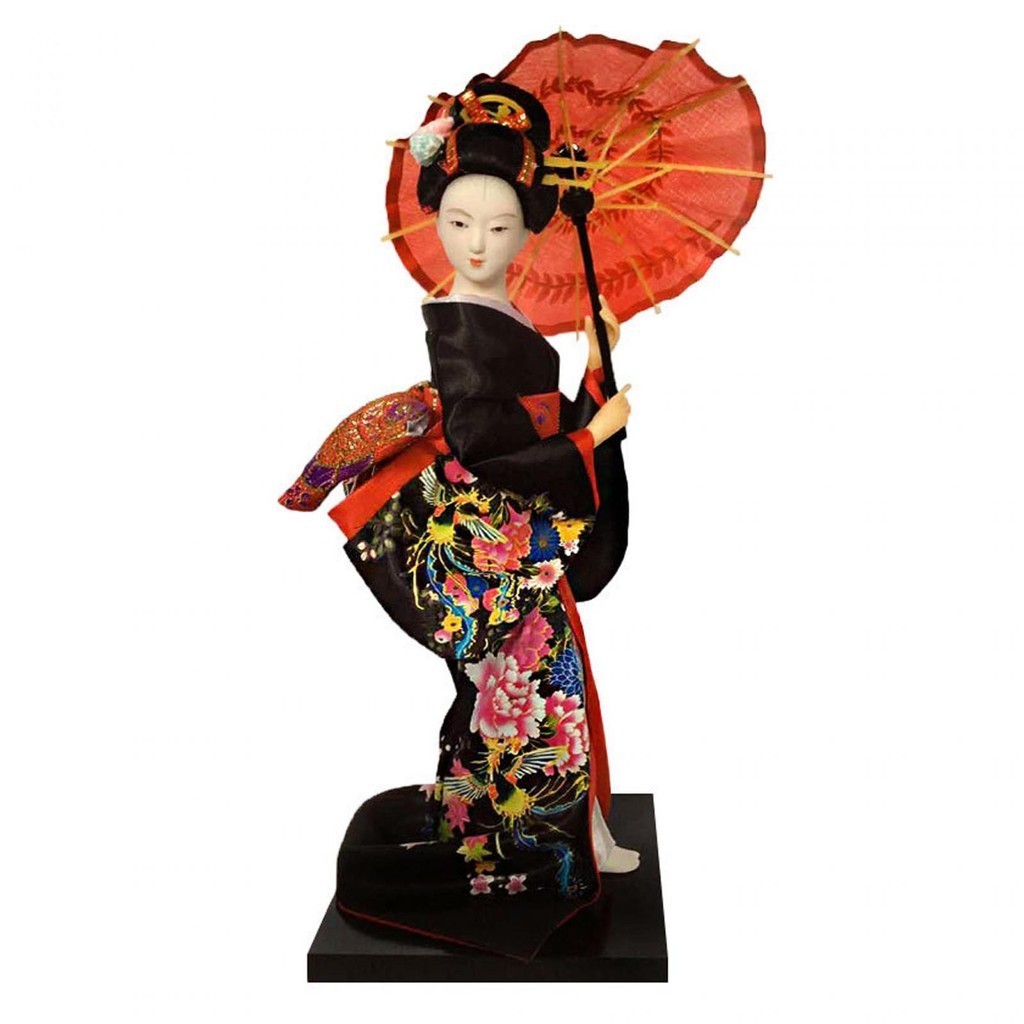 [SzlztmyabTW] 日本藝妓女像,22.9 厘米,獨立式亞洲藝妓娃娃,和服娃娃在家或作為架子裝飾