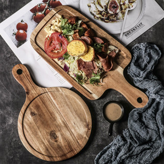創意菜盤 網紅深盤 家用湯盤牛排餐盤木質家用日式木盤長方形盤子西餐盤早餐餐具披薩木板托盤