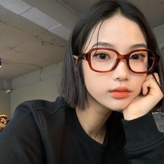 現代復古窄橢圓眼鏡框女街拍個性平面鏡