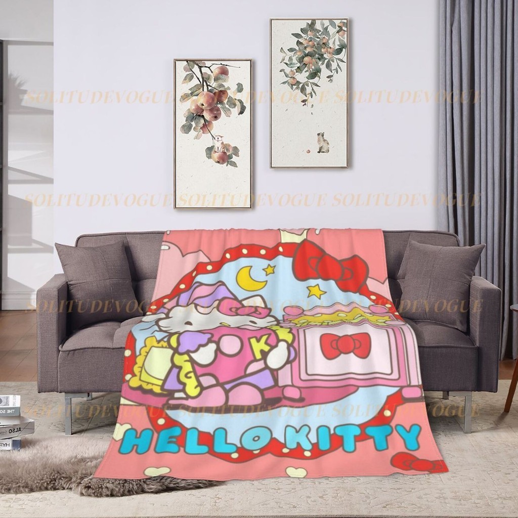 [現貨] Hello Kitty 法蘭絨毯子柔軟舒適保暖毯子適合沙髮沙發臥室客廳適合兒童成人