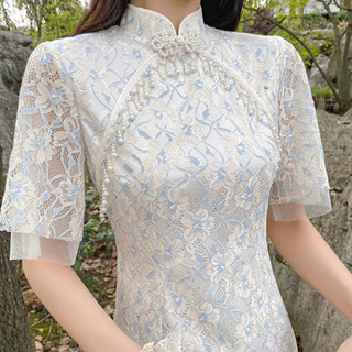 新款 夏季 新中式 女裝 小眾設計 復古 旗袍洋裝