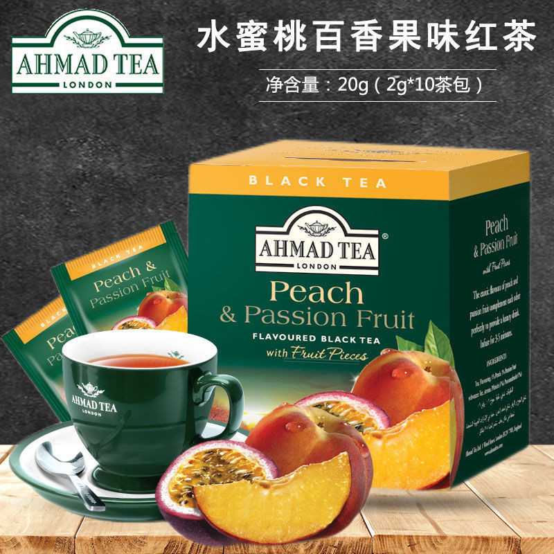 亞曼AHMAD茶 水蜜桃百香果味紅茶10小包盒裝 英國進口水果袋泡茶