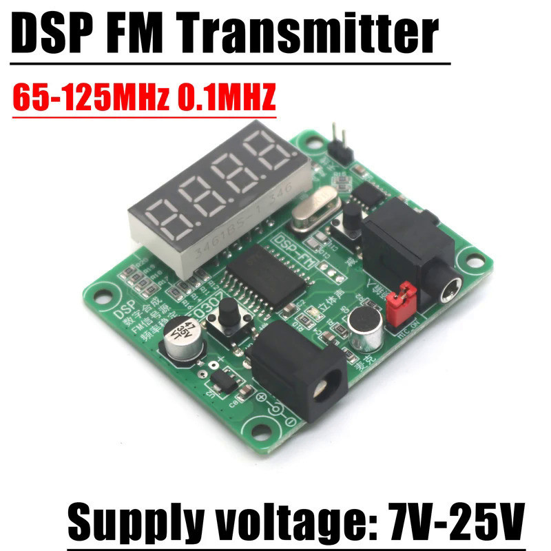 Dsp 數字 FM 發射器 65-125MHz LED 立體聲 FM 發射器麥克風 DC 12V 24V 用於汽車收音機