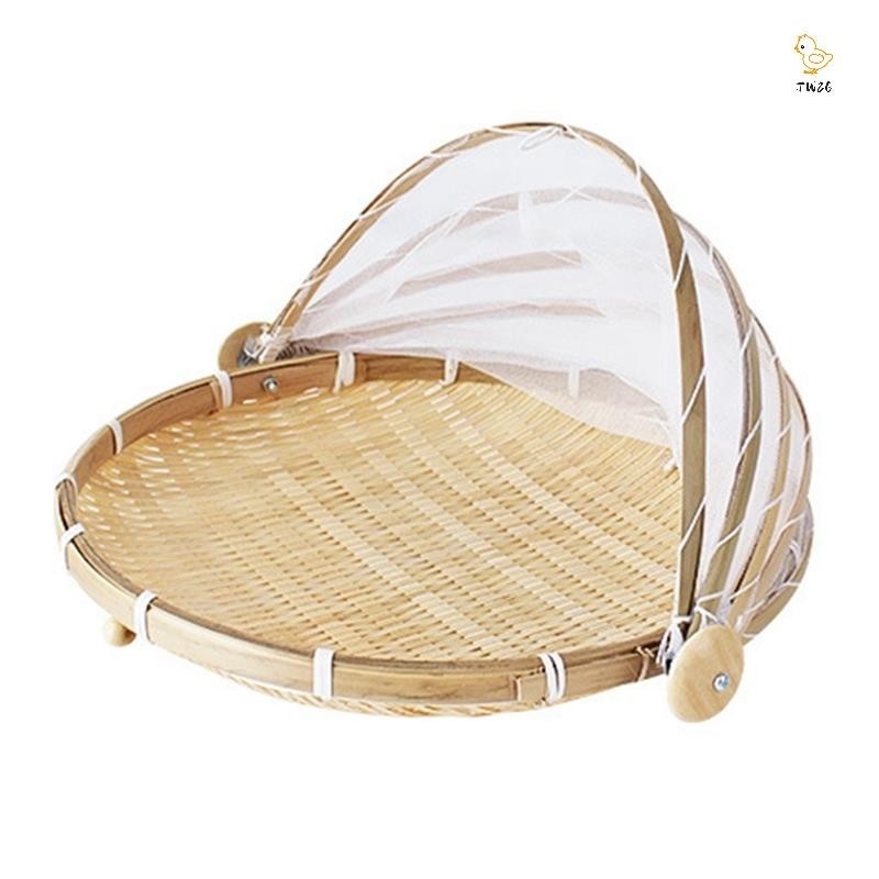 手工編織食品帳篷籃托盤水果蔬菜麵包收納籃簡約大氣戶外野餐網罩