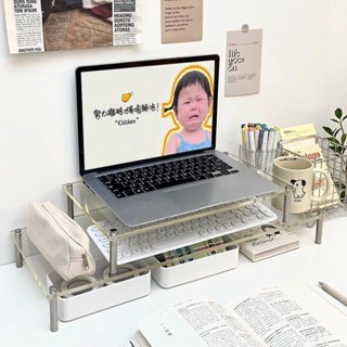 【滿99出貨+發票】透明亞克力 電腦增高架 宿舍神器 工作桌面顯示器 筆記本電腦收納 置物架 實用設計