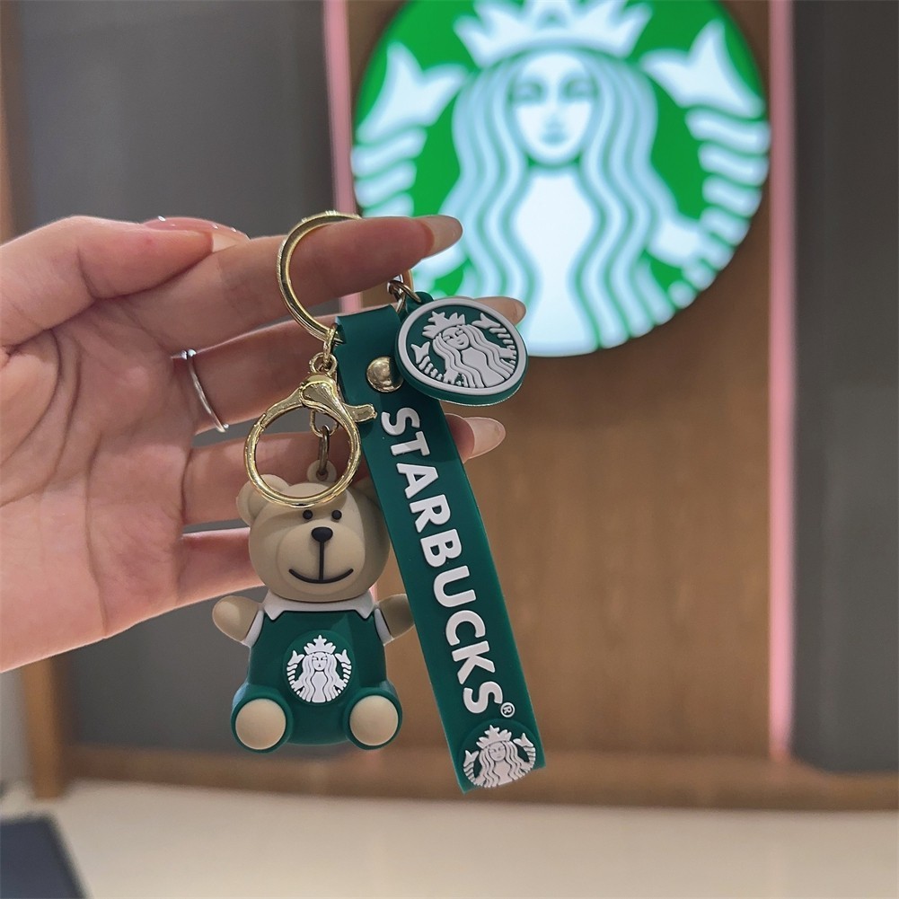 STARBUCKS 【ANSOUL】星巴克鑰匙扣小熊挂件咖啡鑰匙扣背包配件禮品