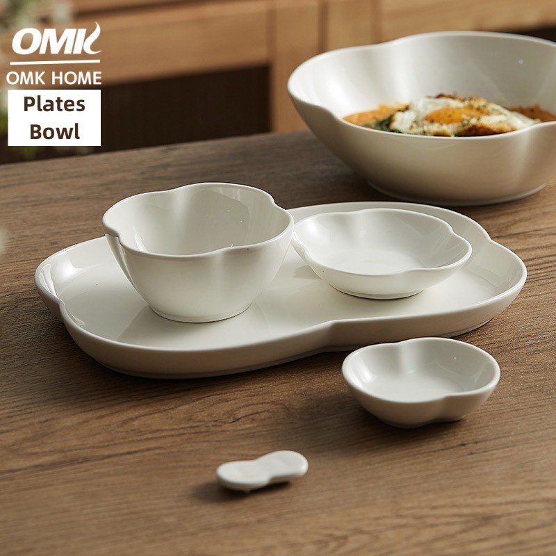 Omk日式四葉草餐盤碗湯盤蘸醬碗沙拉碗長盤