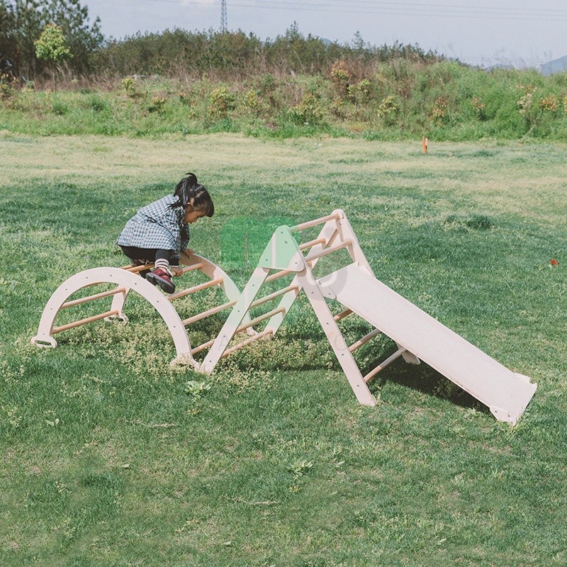 攀爬架組閤感統訓練器材傢用兒童室內A字架折疊滑梯三角爬攀巖架