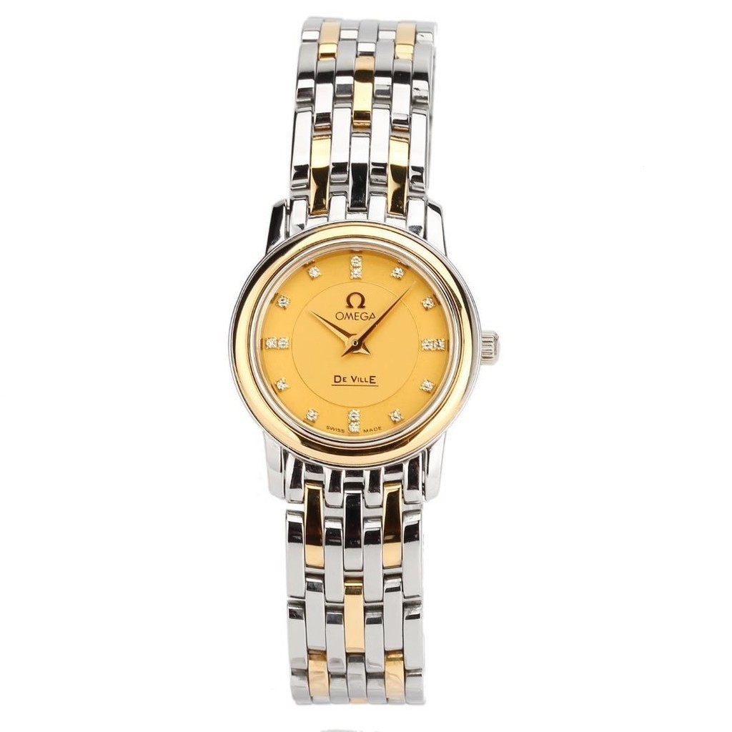 Omegafan⌚ Watch 碟飛系列18K黃金鑲鑽石英手錶女士腕錶4370.16.00