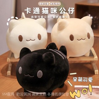 💯臺灣出貨#跨境卡通魚尾貓咪公仔抱枕毛絨玩具貓咪團子佈娃娃午睡抱枕靠墊