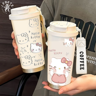 LEBETE凱蒂貓系列保溫杯不鏽鋼學生高顏值吸管大容量卡通保冷雙飲